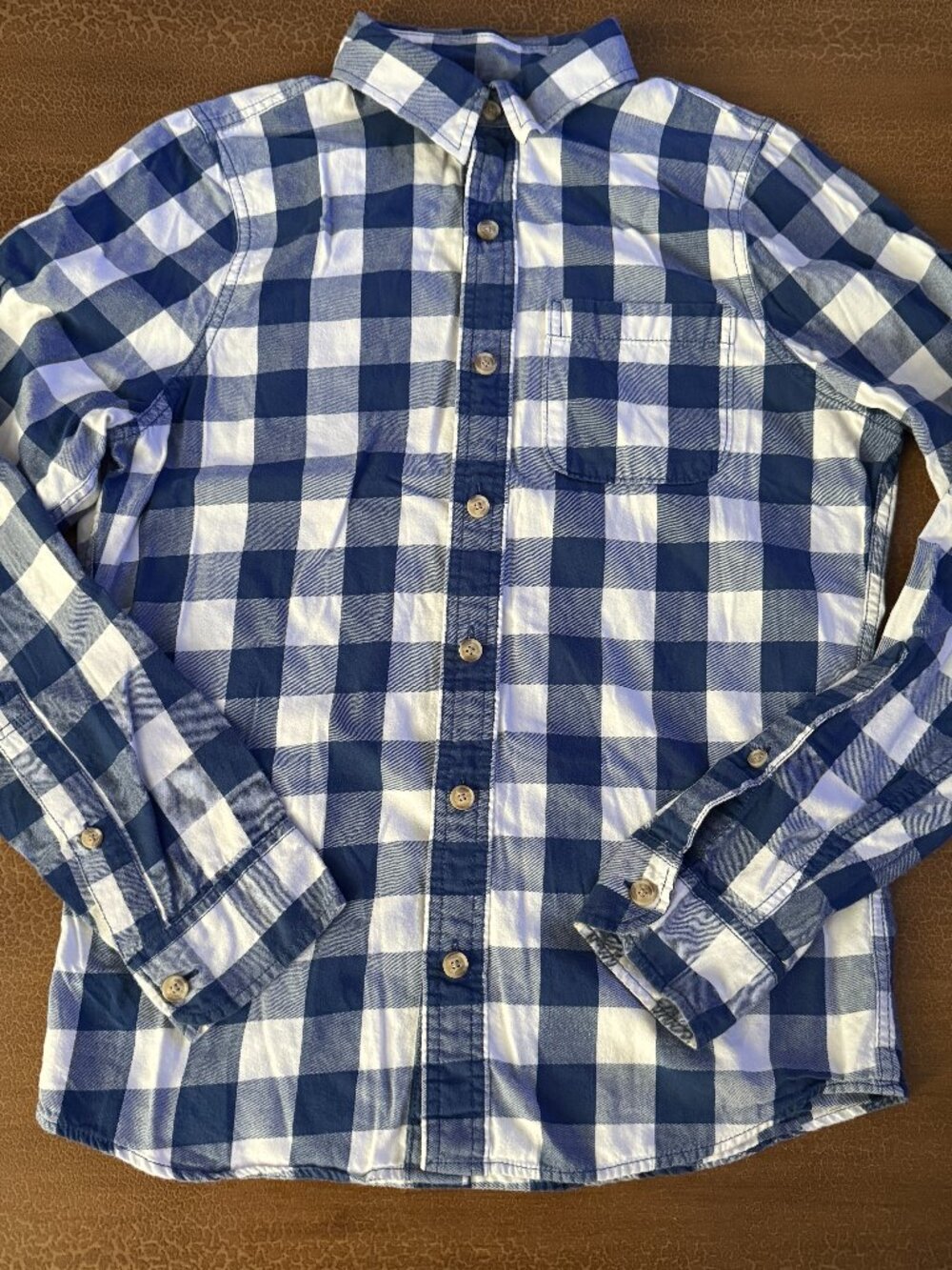 Hollister California Blue White Plaid Button Up Dress Shirt - Size Medium